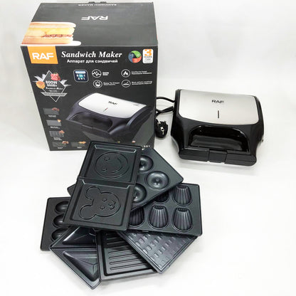 Вафельница бутербродница сендвичница гриль электрическая 8 в 1 RAF R.551 850W Мультипекарь со 8 формами