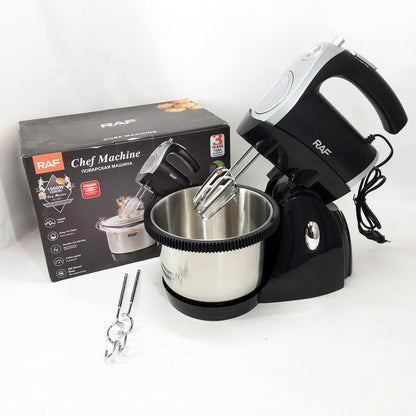Миксер кухонный ручной RAF R.6662 с подставкой и вращающейся чашей на 3 л 5 скоростей 1000 Вт