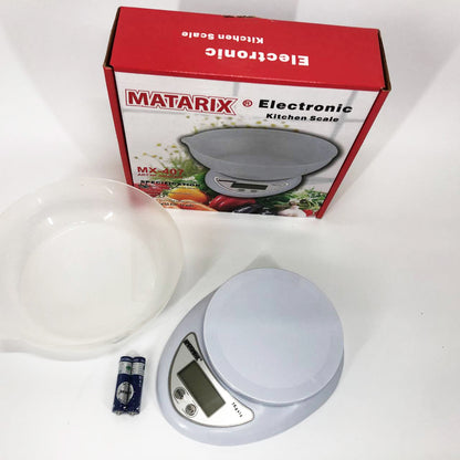 Кухонные электронные весы с чашей до 5 кг Matarix MX-407, Компактные электронные кухонные весы
