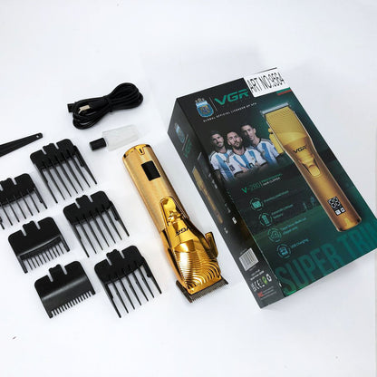 Аккумуляторная машинка для стрижки волос VGR V-280 с дисплеем и насадками, Качественная машинка