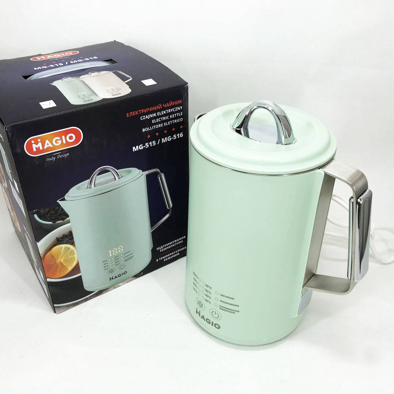 Электрочайник Magio MG-515, 1.5 л, 1500 Вт, с двойными стенками и регулировкой температуры