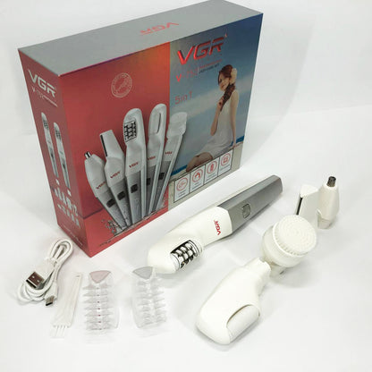 Эпилятор VGR 5 в 1 V-752, 5 насадок. Цвет: красный