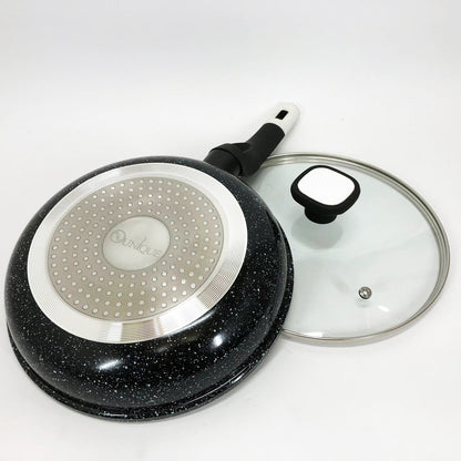 Сковорода UNIQUE UN-5114 22 см с крышкой гранит светлый многослойное покрытие