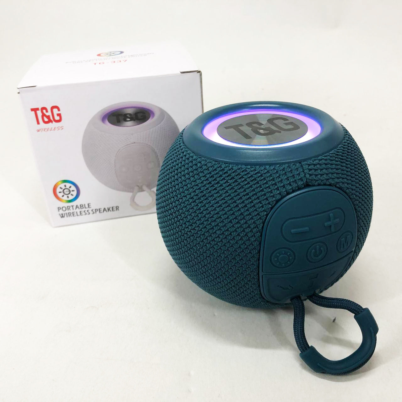 Беспроводная мощная колонка TG337 с Bluetooth, RGB-подсветкой и радио. Цвет: синий