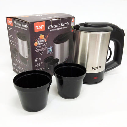 Электрочайник от 220В компактный RAF R-7887 с двумя чашками в комплекте 1000 Вт