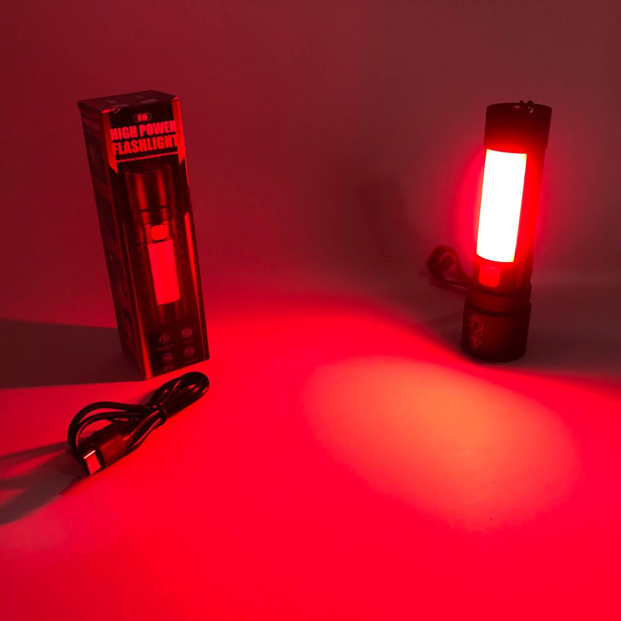 Фонарь 611-TG+COB(white+red), Фонарики для экстренных ситуаций и аварий, Поисковый фонарь ручной