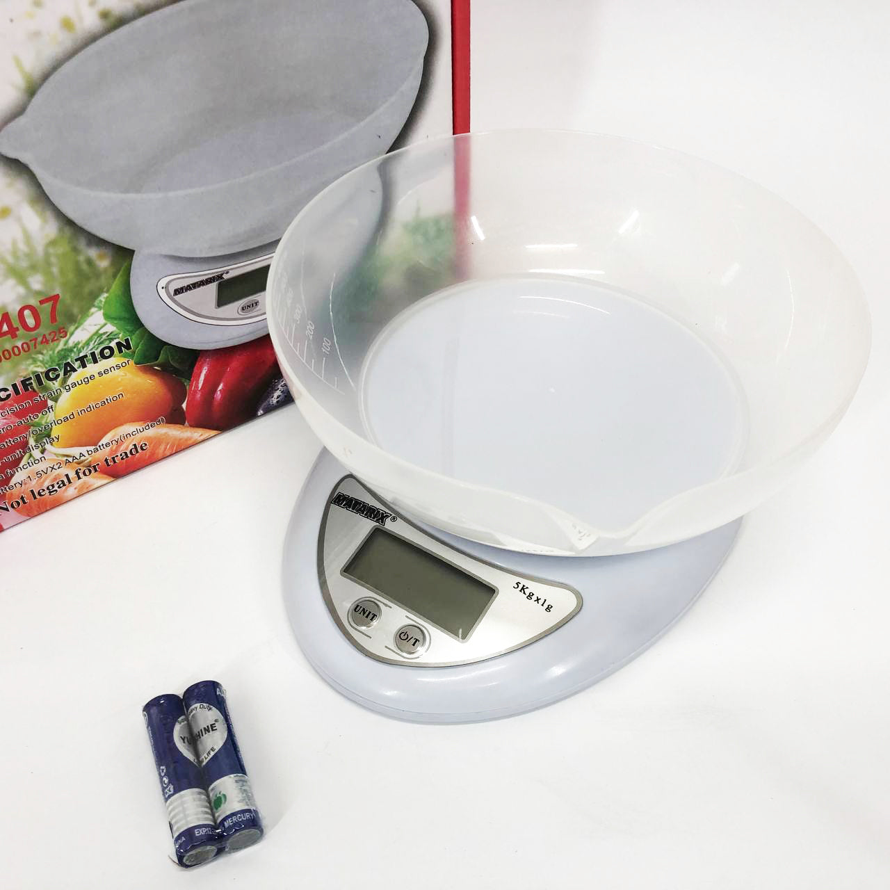 Кухонные электронные весы с чашей до 5 кг Matarix MX-407, Компактные электронные кухонные весы