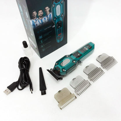 Аккумуляторная машинка для стрижки VGR V-900 с дисплеем, беспроводная для стрижки волос. Цвет: зеленый