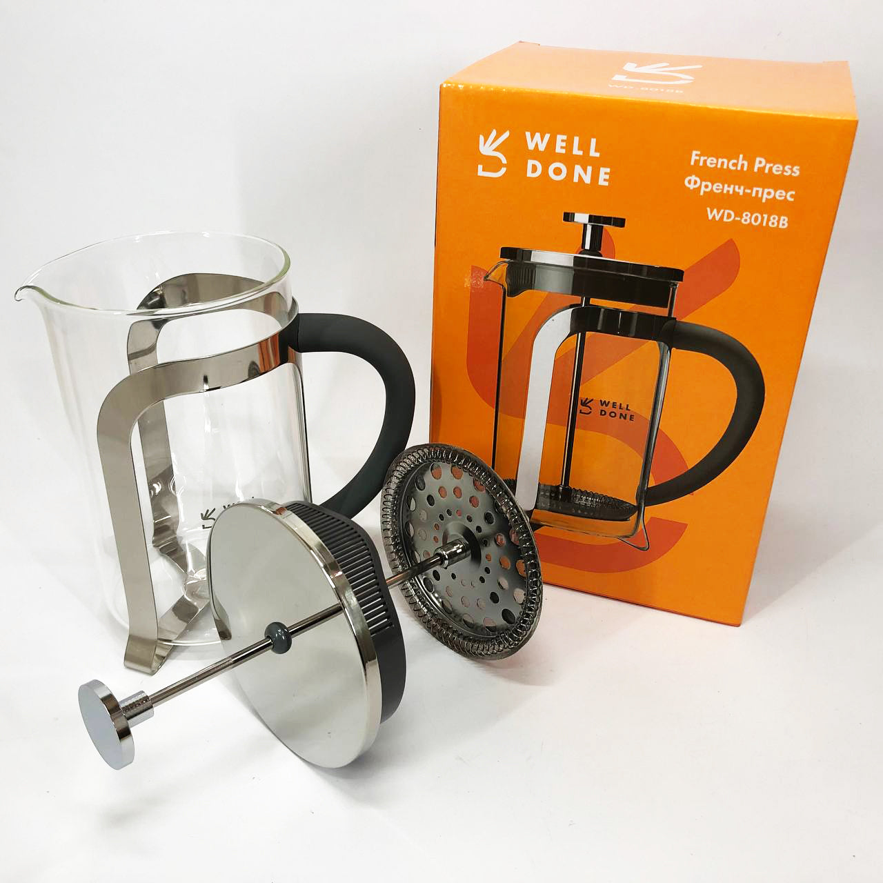Френч-пресс Well Done WD-8018B с ручкой soft-touch 800 мл, Китайский заварник чайник для заваривания трав