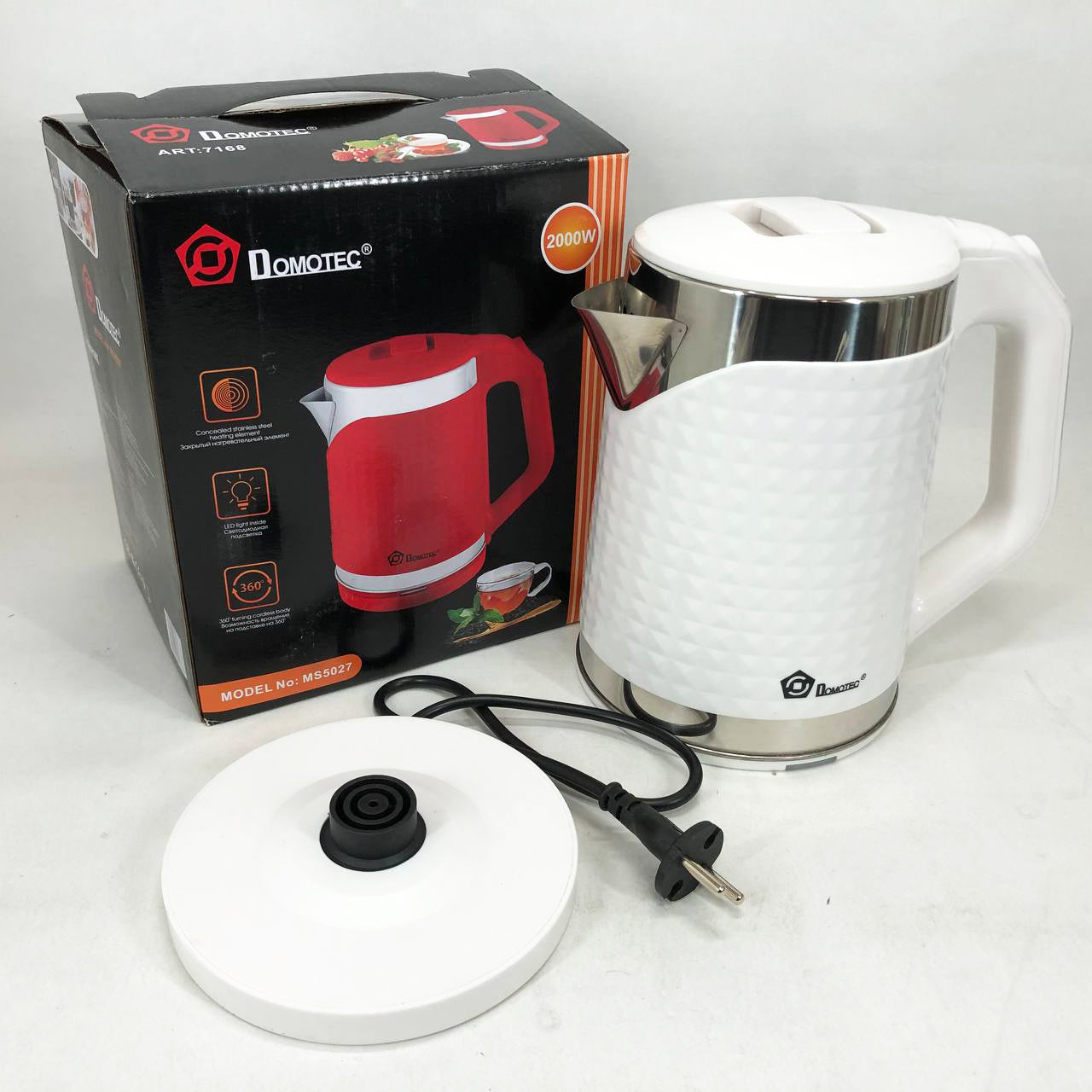 Электрочайник Domotec MS-5027 2.2 л 2000 Вт. Цвет: белый