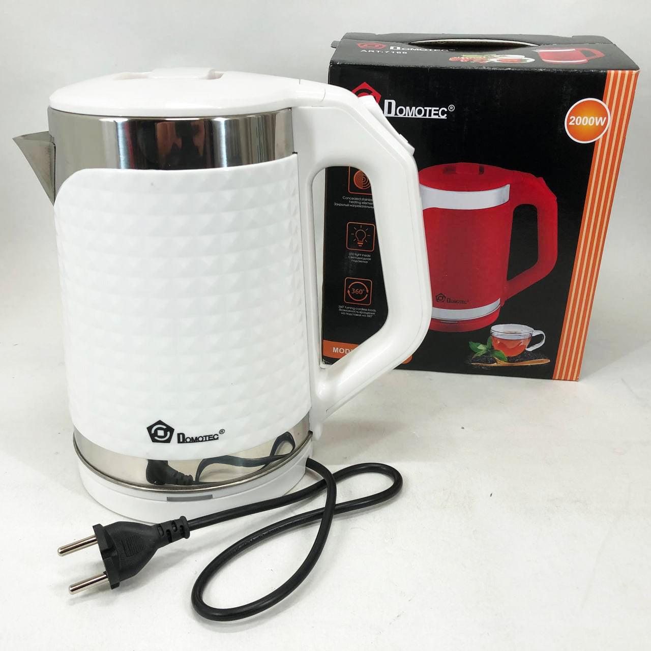 Электрочайник Domotec MS-5027 2.2 л 2000 Вт. Цвет: белый