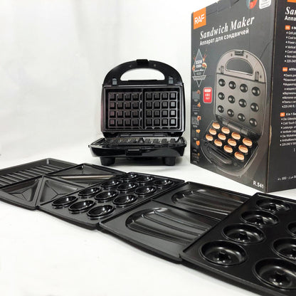 Мультимейкер 6в1 RAF R.541 Гриль прижимной сэндвичница вафельница орешник бутербродница