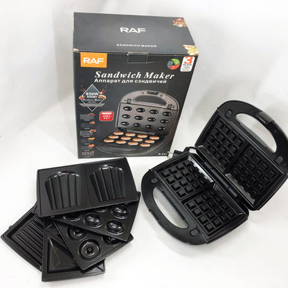 Мультимейкер 6в1 RAF R.541 Гриль прижимной сэндвичница вафельница орешник бутербродница