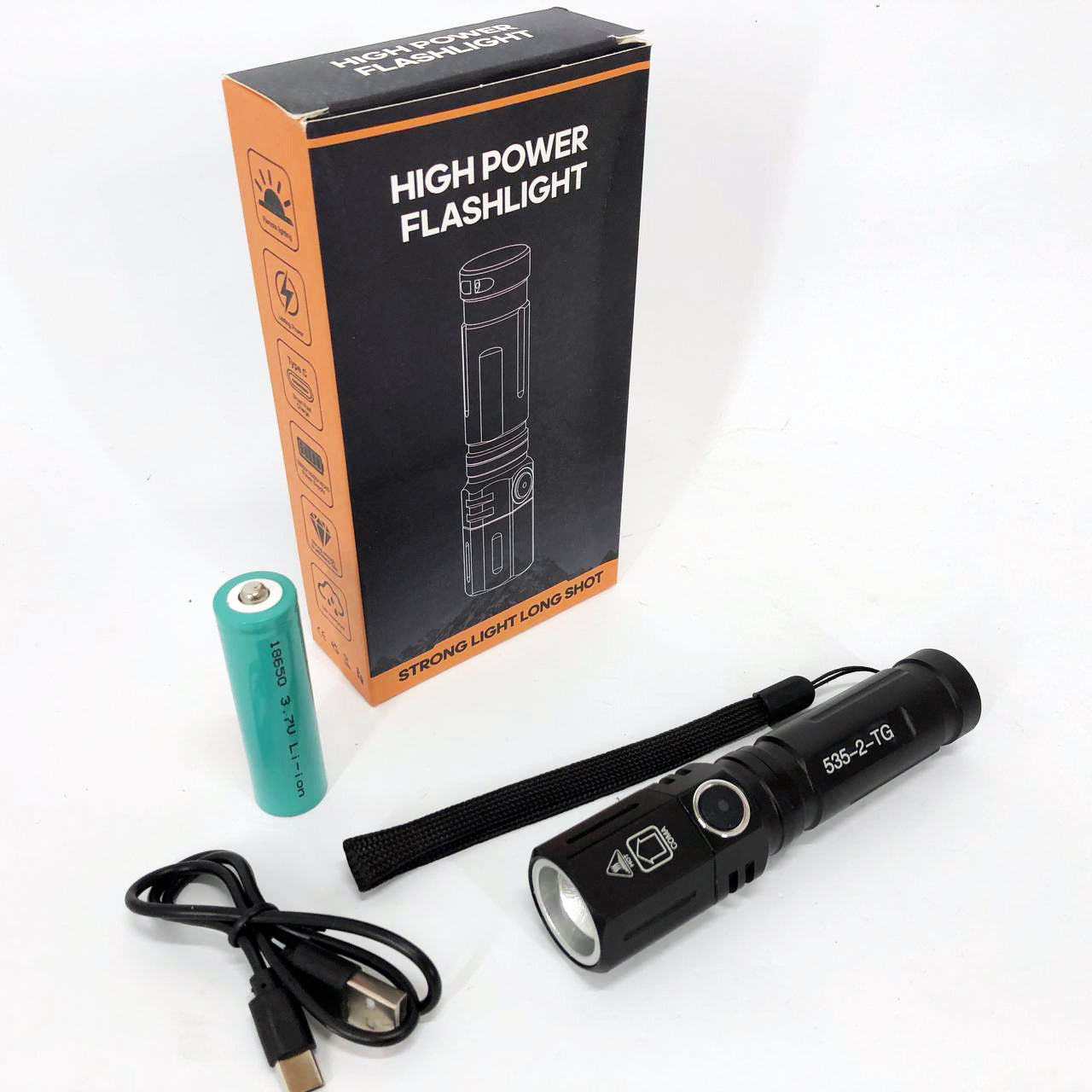 Фонарь ручной аккумуляторный PLD-535-2 с ремешком, Фонарик светодиодный для туриста, Сильный фонарик