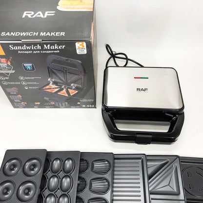 Мультимейкер RAF R.552 – 7 в 1: вафельница, гриль, сэндвичница, пончики, орешки, кексы, печенье, 800 Вт