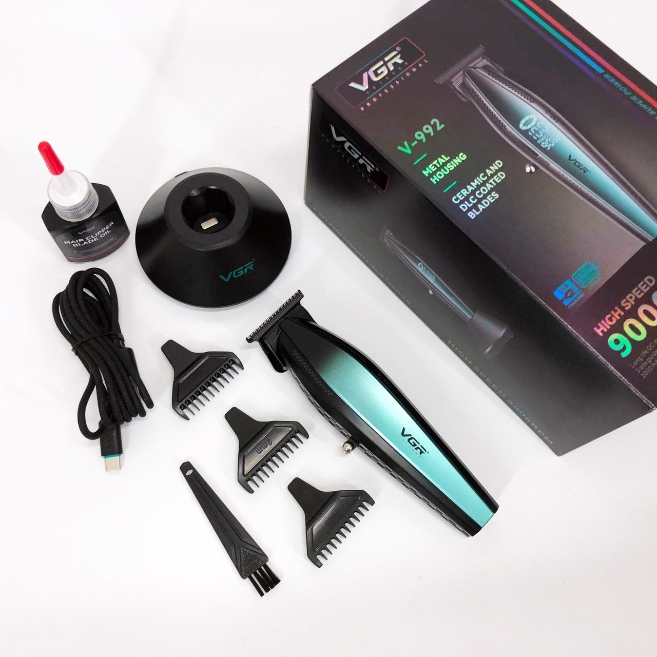 Машинка для стрижки волос с мощным мотором XPRO VGR V-992 с насадками 1-2-3 мм