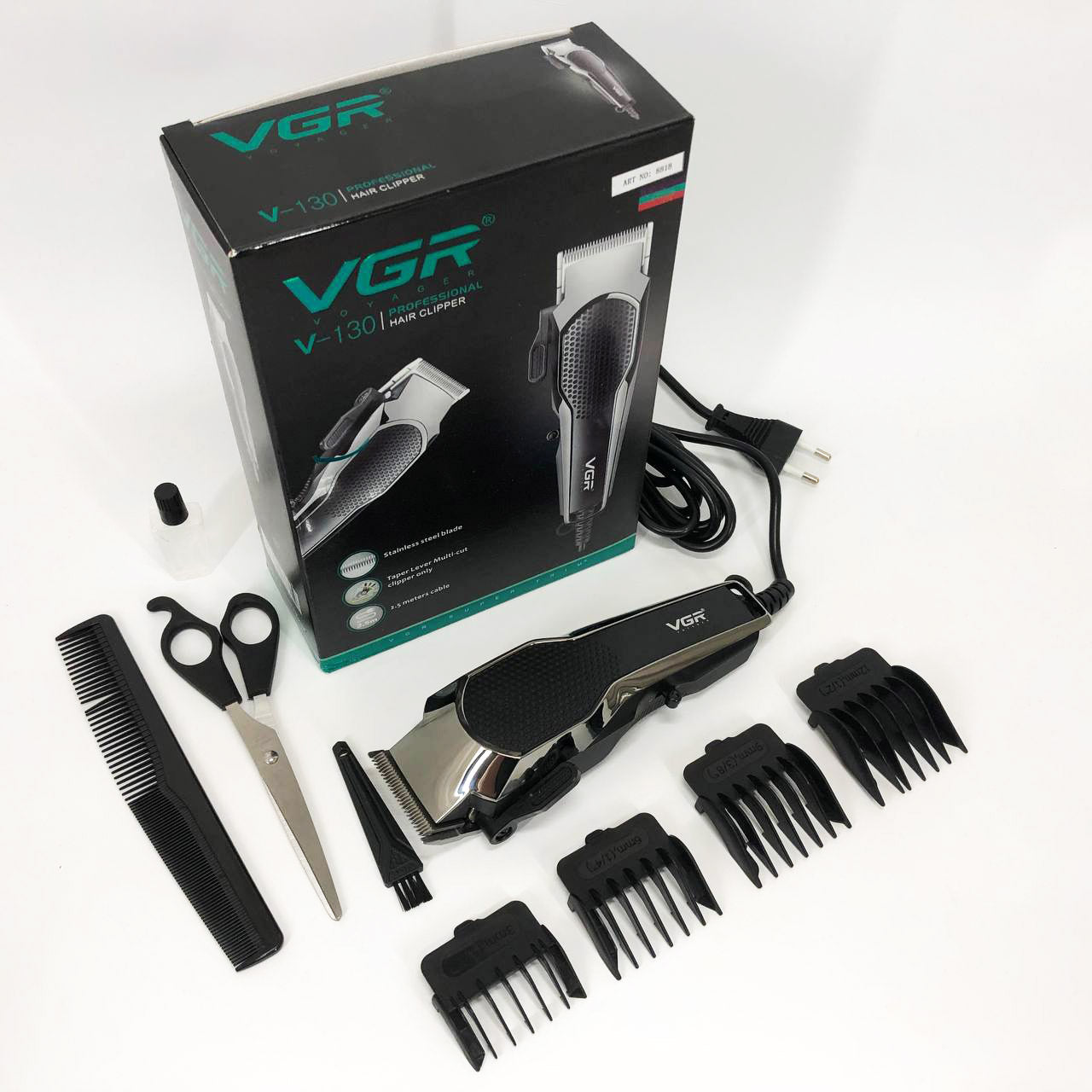 Машинка для стрижки VGR V-130 проводная профессиональная с насадками для окантовки триммер для волос