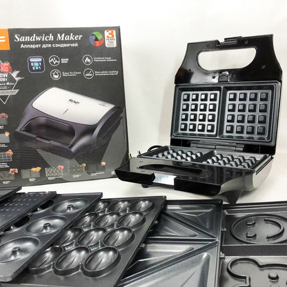 Вафельница бутербродница сендвичница гриль электрическая 8 в 1 RAF R.551 850W Мультипекарь со 8 формами