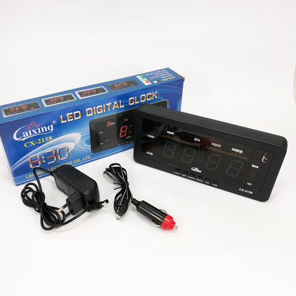 Часы настольные Caixing CX-2158 с зеленой подсветкой, Электронные настольные часы digital светящиеся