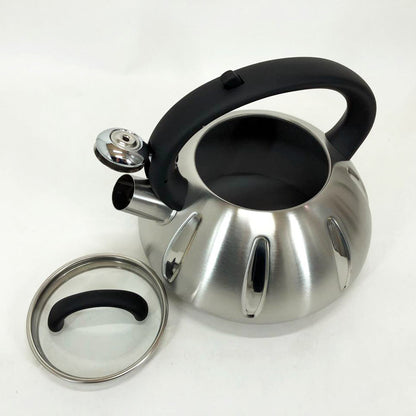 Чайник со свистком Unique UN-5303 кухонный на 3 литра, металический чайник из нержавейки. Цвет: черный