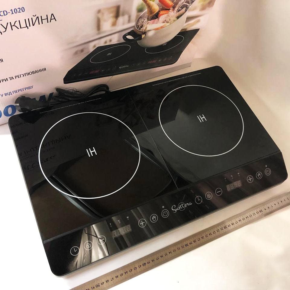 Электроплита большая индукционная инфракрасная Suntera ICD-1020 с LED дисплеем (2000 Вт)
