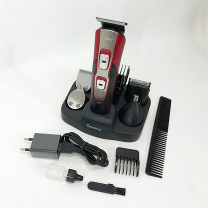 Машинка для стрижки 10в1 GEMEI GM-592, окантовочная машинка, подстригательная машинка. Цвет: красный