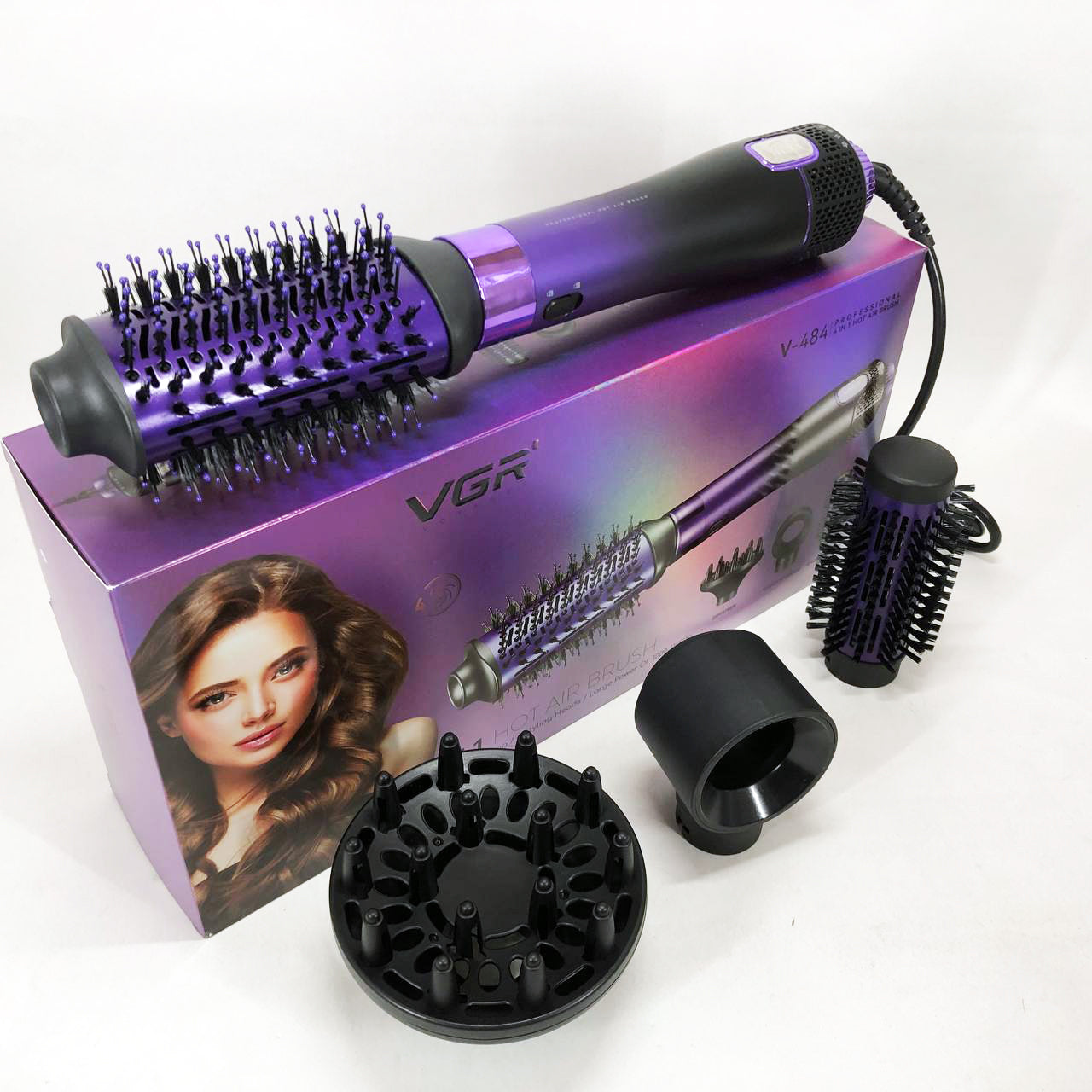 Фен-щітка стайлер VGR V-484 4 в 1. Колір: фіолетовий