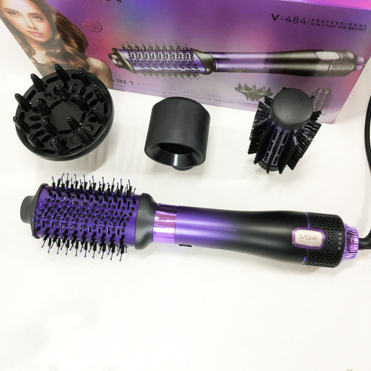 Фен-щітка стайлер VGR V-484 4 в 1. Колір: фіолетовий
