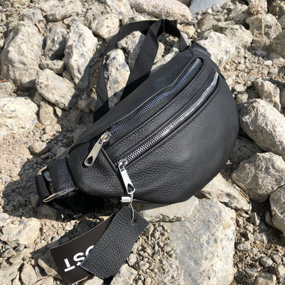 Качественная бананка из натуральной кожи, сумка мужская - женская кожаная барсетка.