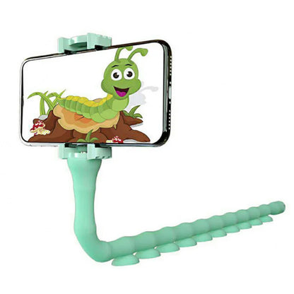 Гибкий держатель для телефона с присосками универсальный Cute Worm Lazy Holder. Цвет: голубой