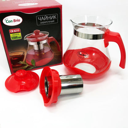 Чайник заварочный Con Brio Green CB-6215 1,5 л, Чайник заварочный качественный на кухню. Цвет: красный