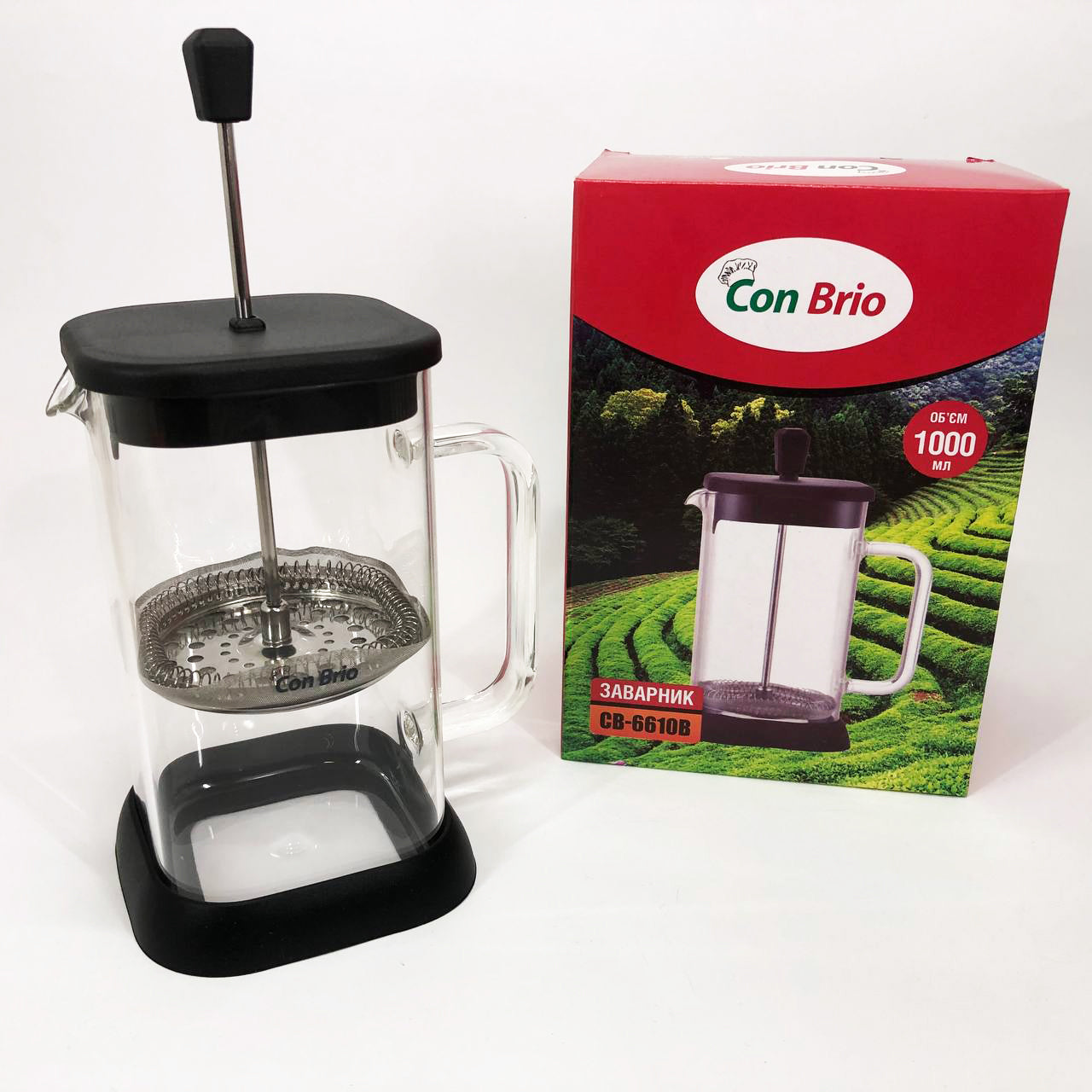 Френч-пресс Con Brio CB-6610В 1000 мл, Заварник для трав, Заварник стеклянный с прессом китайский