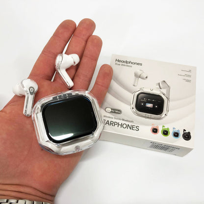 Беспроводные вакуумные наушники TWS с LED дисплеем, влагозащита IPx4 Bluetooth 5.4 с кейсом. Цвет: белый