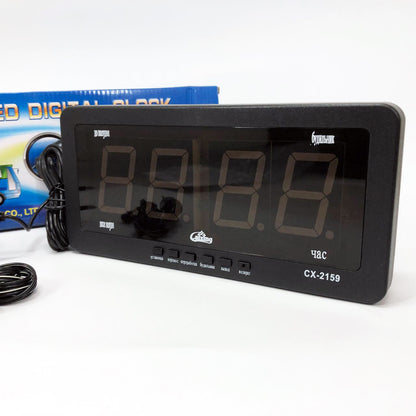 Часы электронные Caixing CX 2159 12В 220В Настольные Настенные Будильник Черный корпус Зеленые цифры