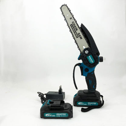 Аккумуляторная цепная мини пила 20 см в кейсе Krafftec (36V 4 Ач) + 2 аккумулятор и индикатором заряда