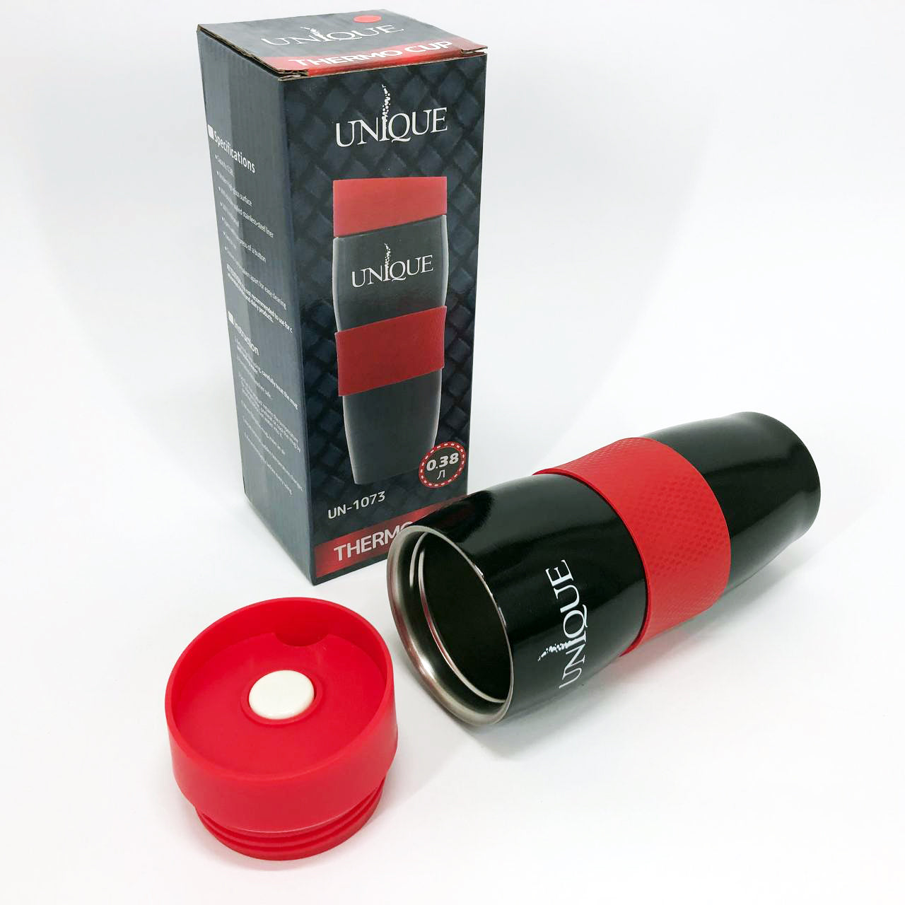 Термокружка UNIQUE UN-1073 0.38 л Термокружка для школьников, Качественный семейный термос. Цвет: красный