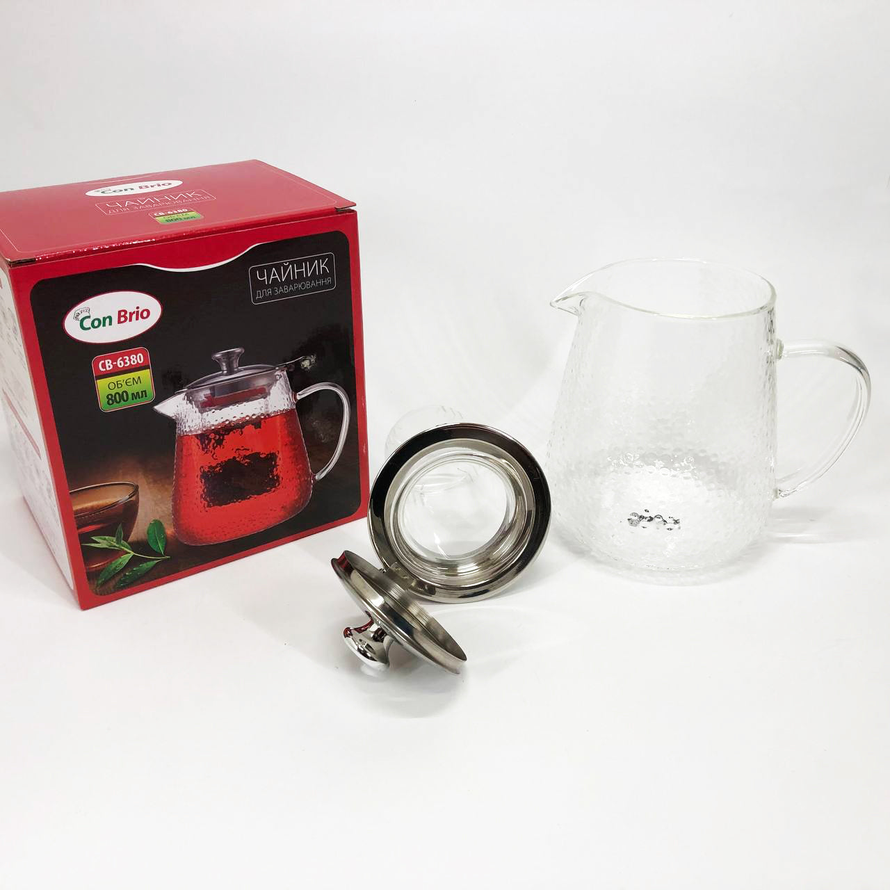 Чайник заварочный заварник для чая Con Brio CB-6380 800 мл, Стильный стеклянный заварочный чайник