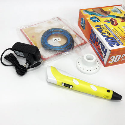 3D ручка Smart 3D Pen 2 c LCD дисплеем,  Детская электро ручка для фигурок из пластика. Цвет: желтый