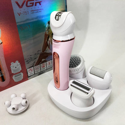 Эпилятор VGR 5 в 1 V-751, 5 насадок. Цвет: розовый