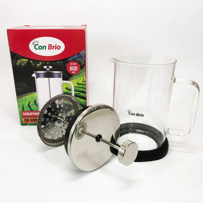 Френч-пресс Con Brio CB-5980 800 мл, Чайник для заваривания трав, Заварник прозрачный