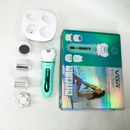 Эпилятор VGR 5 в 1 V-751, 5 насадок. Цвет: зеленый