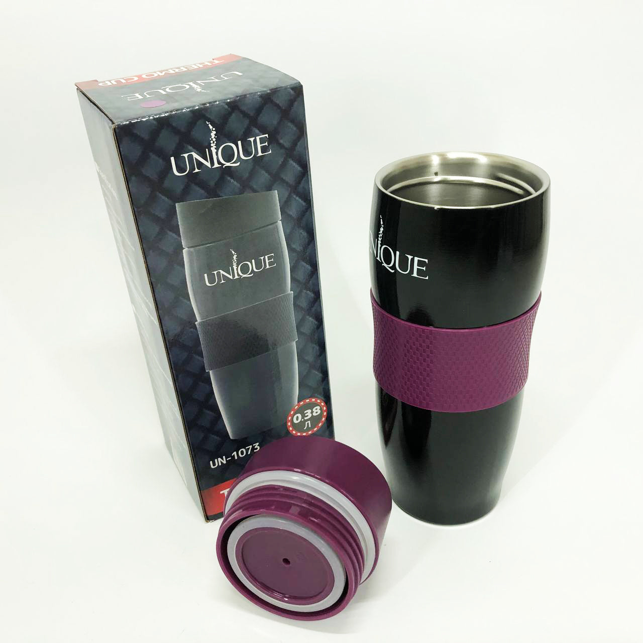 Термокружка UNIQUE UN-1073 0.38 л, Путешественнический термос, Фляга для пикника. Цвет: фиолетовый