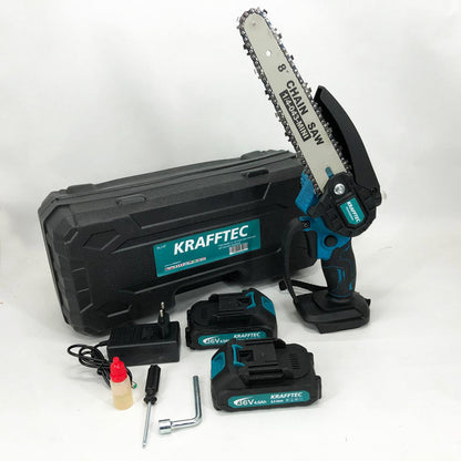 Аккумуляторная цепная мини пила 20 см в кейсе Krafftec (36V 4 Ач) + 2 аккумулятор и индикатором заряда
