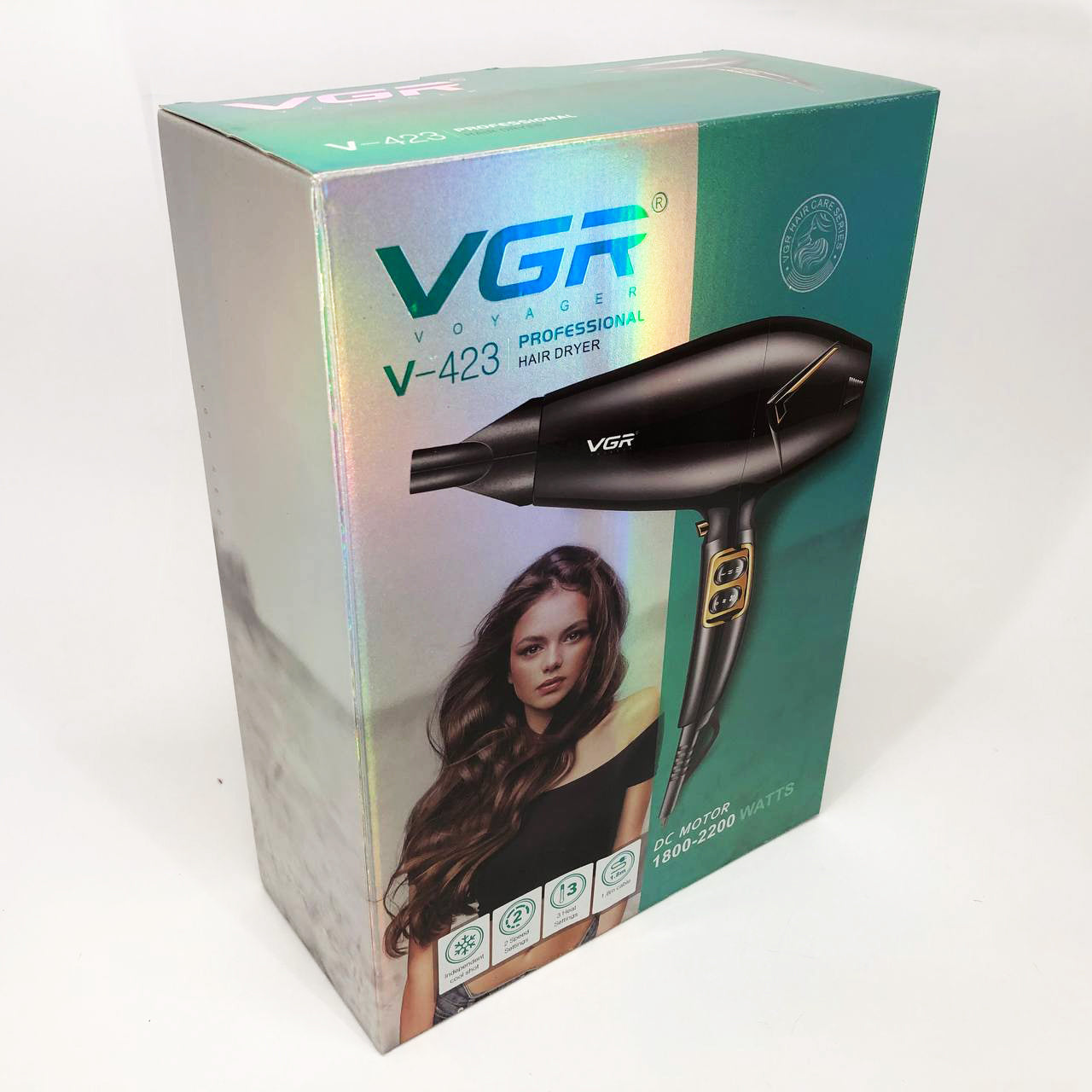 Мощный электрический профессиональный фен для волос VGR V-423 1800-2200W, Женский фен для волос