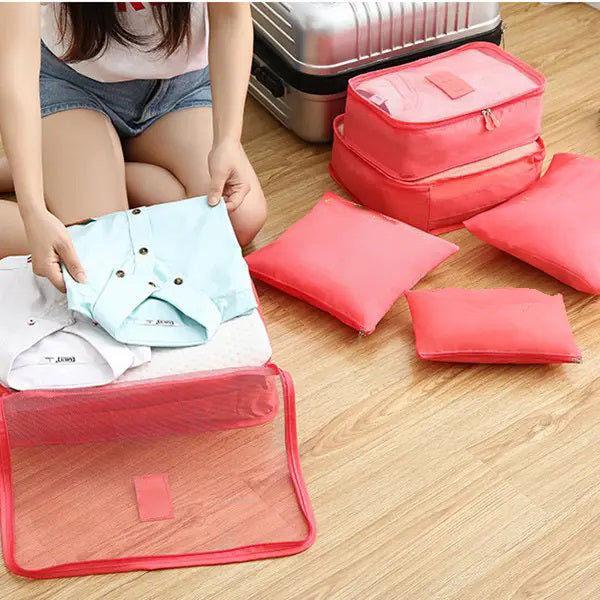 Набор дорожных органайзеров для вещей 6 шт. Цвет: розовый