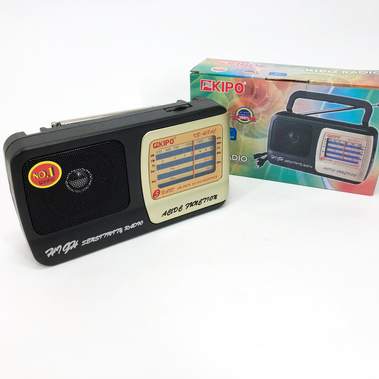 Радиоприёмник KIPO KB-408 AC мощный радио FM c usb питание от батарейки R20 или от сети