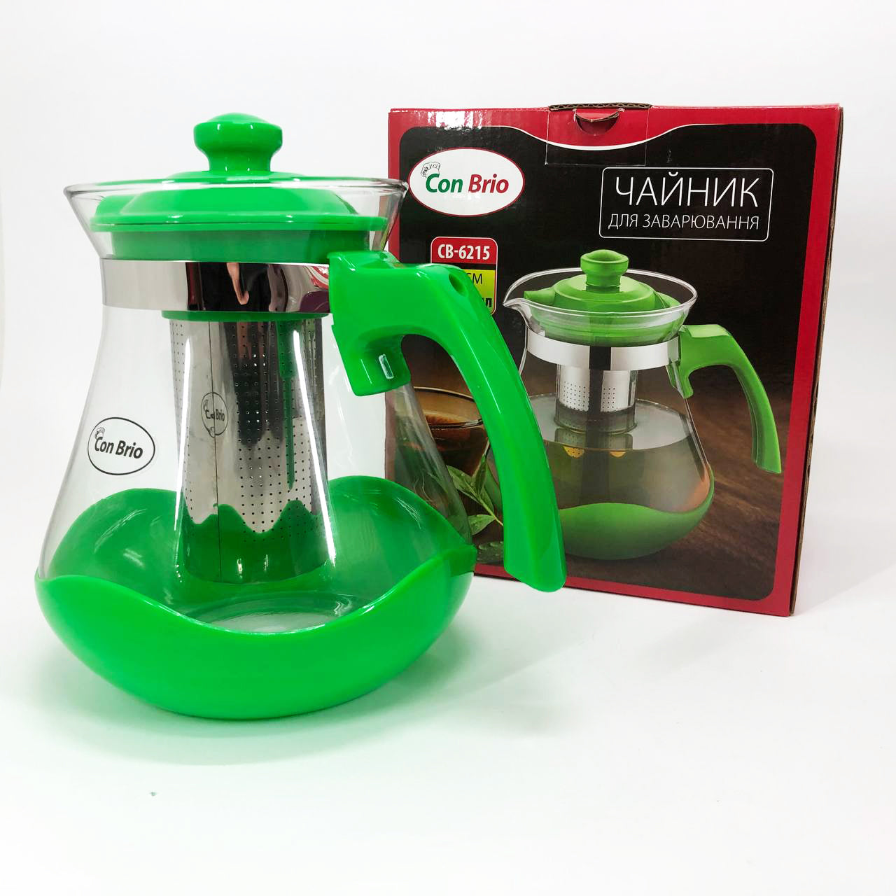 Чайник заварочный Con Brio Green CB-6215 1,5 л, Чайник самовар стеклянный. Цвет: зеленый