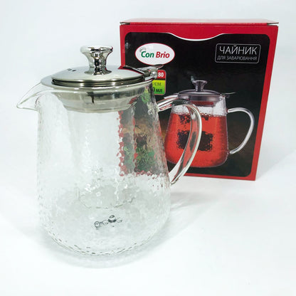 Чайник заварочный заварник для чая Con Brio CB-6380 800 мл, Стильный стеклянный заварочный чайник