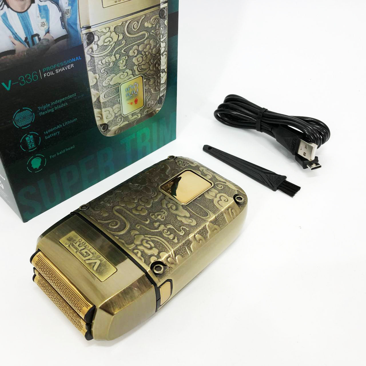 Электробритва-шейвер VGR V-336 LED Display мужская профессиональная для сухого и влажного бритья металлическая