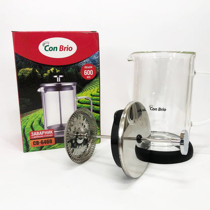 Френч-пресс с двойными стенками Con Brio CB-6460 600 мл, Френч-пресс для крепкого кофе китайский заварник